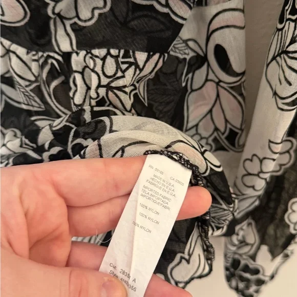 Karen Kane Vintage Y2K Sheer Floral Wrap Blouse Black White S Fairy Grunge - Picture 5 of 6